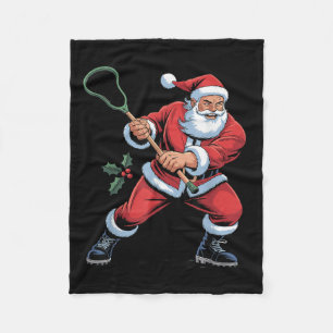 Weihnachtsmann spielt Lacrosse Lustiger Feiertag W Fleecedecke