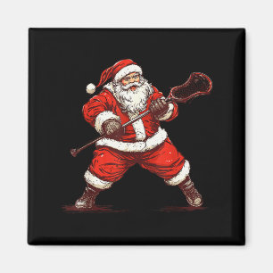 Weihnachtsmann spielt Lacrosse Lustiger Lacrosse L Magnet