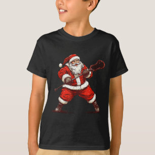 Weihnachtsmann spielt Lacrosse Lustiger Lacrosse L T-Shirt