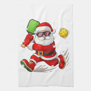Weihnachtsmann spielt Pickleball Geschirrtuch