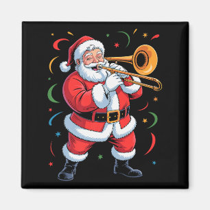 Weihnachtsmann spielt Posaune Lustiger Feiertag We Magnet