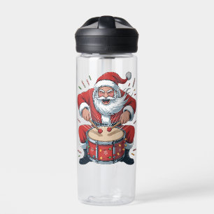Weihnachtsmann spielt Schlagzeug Weihnachtsdrummer Trinkflasche