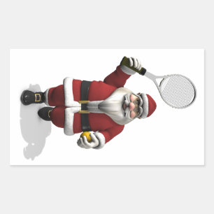 Weihnachtsmann spielt Tennis Rechteckiger Aufkleber