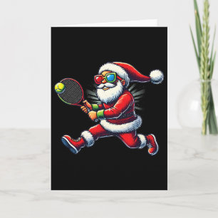 Weihnachtsmann spielt Tennis Spiel Tennis Schläger Karte