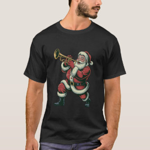 Weihnachtsmann spielt Trompete Retro Vintage 90er T-Shirt