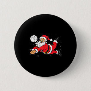 Weihnachtsmann spielt Volleyball Weihnachten Pyjam Button