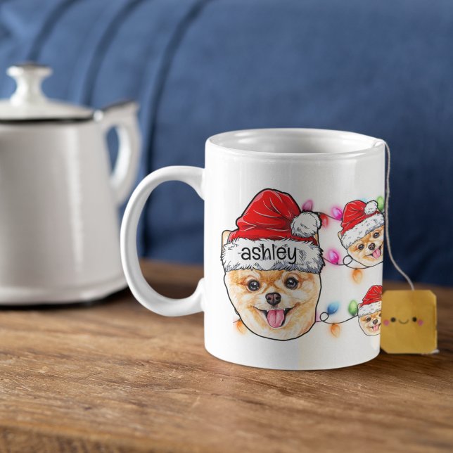 Weihnachtsmann Spitz Haustier Hundekopf Kaffeetasse (Von Creator hochgeladen)