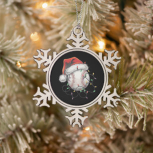 Weihnachtsmann Sport Weihnachten Baseballspieler Schneeflocken Zinn-Ornament