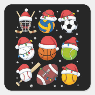 Weihnachtsmann Sport Weihnachten Sport Ball Spiele Quadratischer Aufkleber