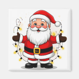 Weihnachtsmann stehend mit Weihnachtslichtern Magnet