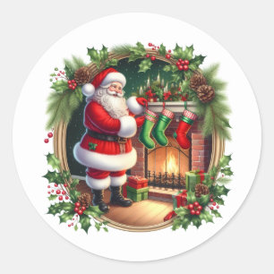 Weihnachtsmann-Sticker Runder Aufkleber