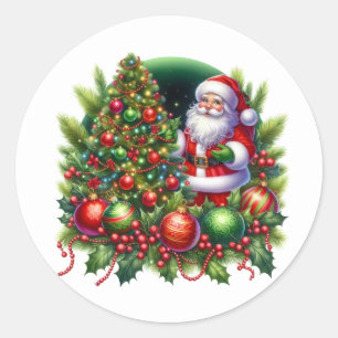 Weihnachtsmann-Sticker Runder Aufkleber