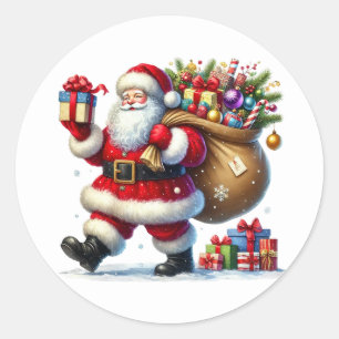 Weihnachtsmann-Sticker Runder Aufkleber