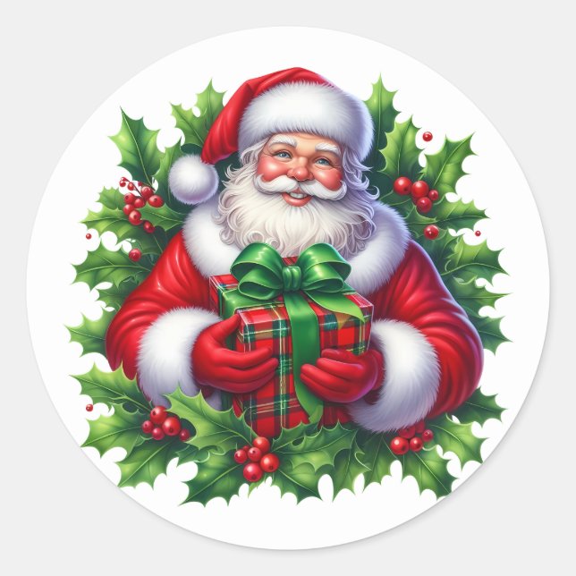 Weihnachtsmann-Sticker Runder Aufkleber (Vorderseite)