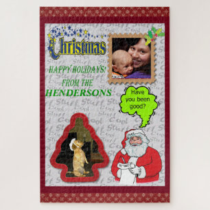 Weihnachtsmann & Tannenbaum Fotos hinzufügen Groß Puzzle