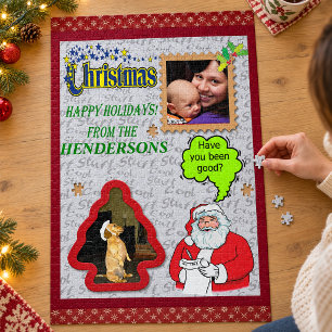 Weihnachtsmann & Tannenbaum Fotos hinzufügen Groß Puzzle