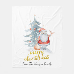 Weihnachtsmann Tannenbaum Weihnachten Fleecedecke