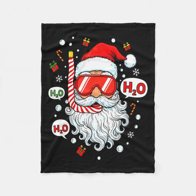 Weihnachtsmann-Taucherausrüstung Lustiger Taucher  Fleecedecke (Vorderseite)