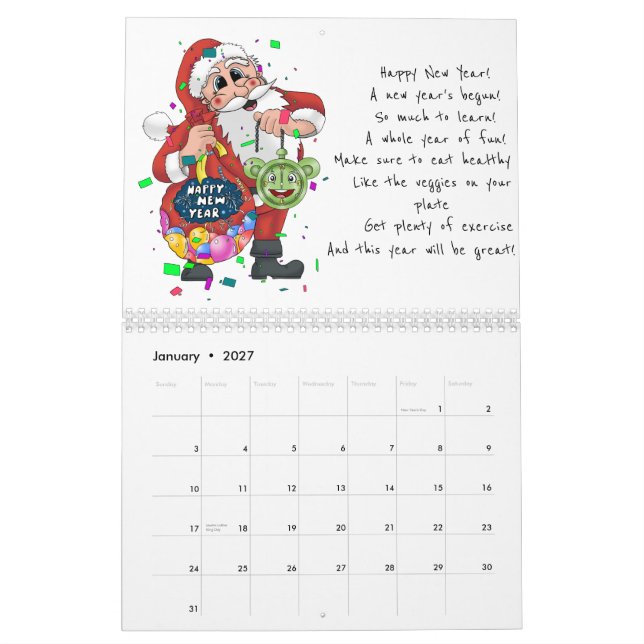 Weihnachtsmann themenorientiert kalender (Jan 2027)
