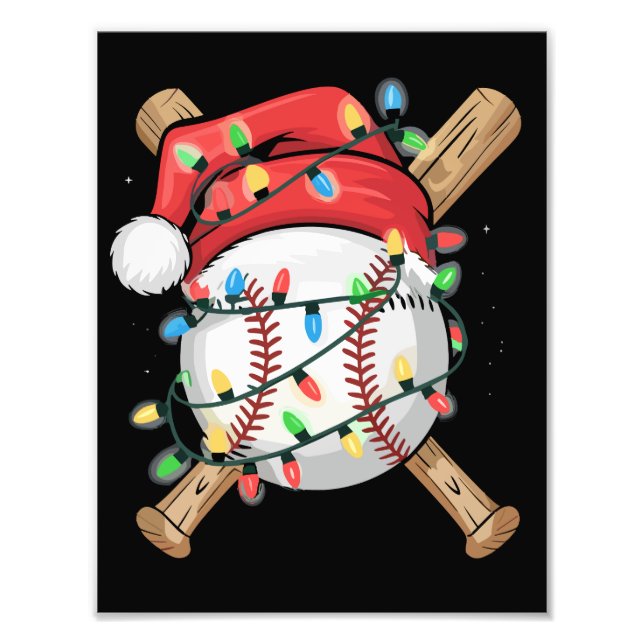 Weihnachtsmann trägt Baseballspieler zu Weihnachte Fotodruck (Vorne)