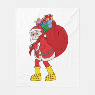 Weihnachtsmann trägt große gelbe Stiefel Fleecedecke