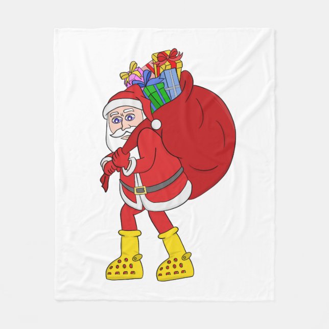 Weihnachtsmann trägt große gelbe Stiefel Fleecedecke (Vorderseite)