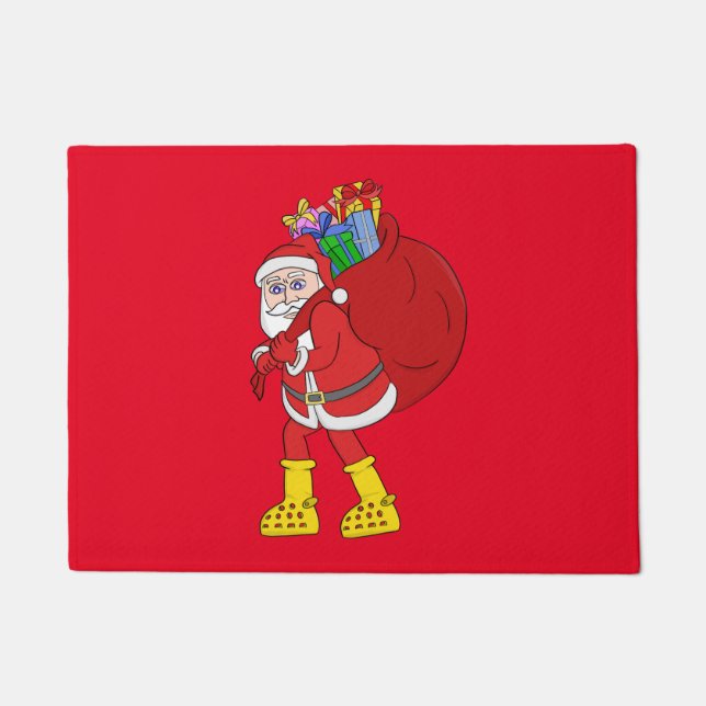 Weihnachtsmann trägt große gelbe Stiefel Fußmatte (Vorderseite)
