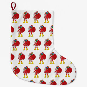 Weihnachtsmann trägt große gelbe Stiefel Großer Weihnachtsstrumpf