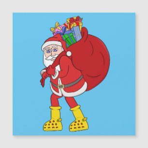 Weihnachtsmann trägt große gelbe Stiefel Magnetkarte
