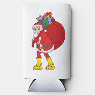 Weihnachtsmann trägt große gelbe Stiefel Selters Dosenkühler