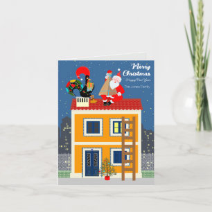 Weihnachtsmann trifft den portugiesischen Hahn Karte
