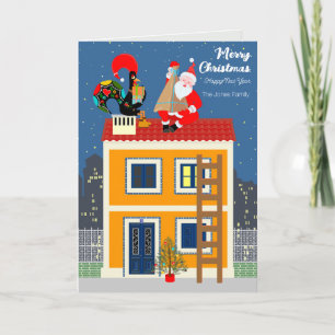 Weihnachtsmann trifft den portugiesischen Hahn Karte