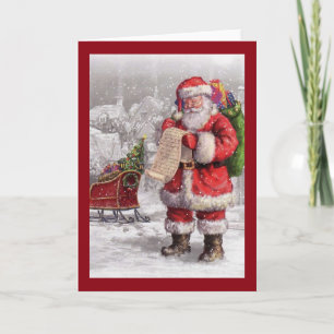 Weihnachtsmann überprüft seine Liste zweimal Feiertagskarte