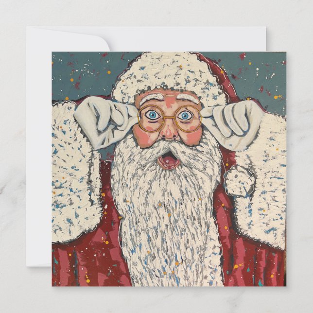 Weihnachtsmann Überrascht Einladung (Vorderseite)