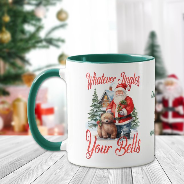 Weihnachtsmann und Bär Jingle Your Bells Weihnacht Tasse (Von Creator hochgeladen)