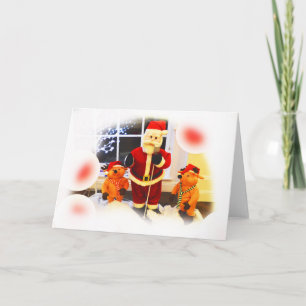 Weihnachtsmann und Bären feierlich Karte