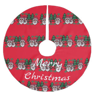 Weihnachtsmann und Bäume Thunder_Cove Polyester Weihnachtsbaumdecke