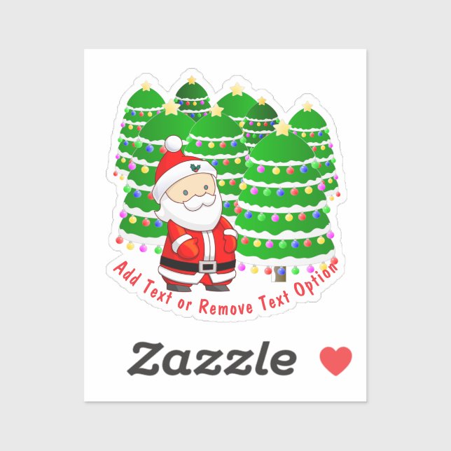 Weihnachtsmann und Bäume Weihnachten Aufkleber (Blatt)