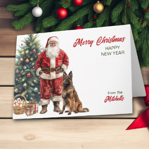 Weihnachtsmann und belgischer Tervuren-Hund Weihna Feiertagskarte