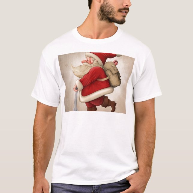 Weihnachtsmann und der Stoßroller T-Shirt (Vorderseite)