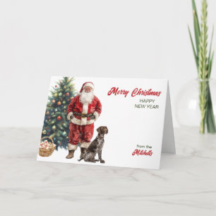 Weihnachtsmann und Deutsch Drahthaar Feiertagskarte