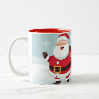 Weihnachtsmann und die Rentiere Zweifarbige Tasse