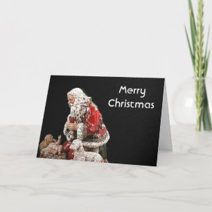 Weihnachtsmann und die Weihnachtskarte des Christe Feiertagskarte