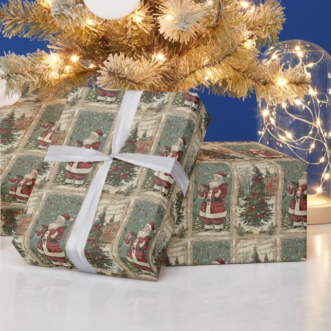 Weihnachtsmann und ein Weihnachtsbaum Geschenkpapier (Feiertage)