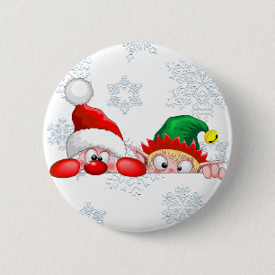 Weihnachtsmann und Elf Süßer und lustiger Weihnach Button