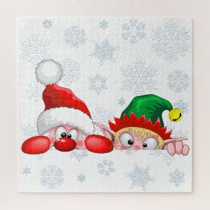 Weihnachtsmann und Elf Süßer und lustiger Weihnach Puzzle