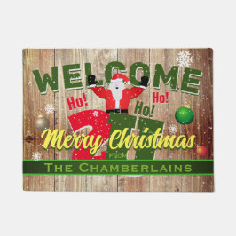 Weihnachtsmann und Familienname Frohe Weihnachten  Fußmatte