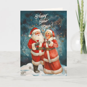Weihnachtsmann und Frau Claus Frohes Neues Jahr We Feiertagskarte