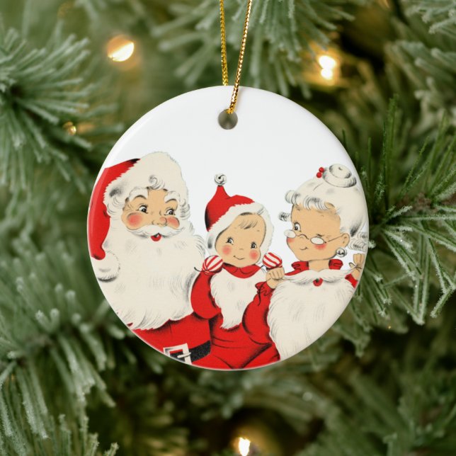 Weihnachtsmann und Frau Claus Keramik Ornament (Baum)