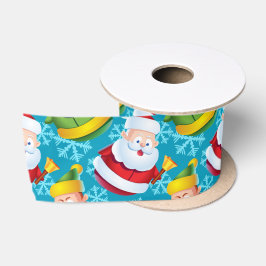 Weihnachtsmann und Freund mit Schneeflocke Satinband